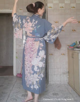 Boho Robe, Kimono Robe, Love in the Mist in Navy - Wild Rose Boho