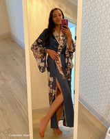 Boho Robe, Kimono Robe, Love in the Mist in Navy - Wild Rose Boho