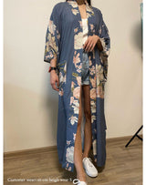 Boho Robe, Kimono Robe, Love in the Mist in Navy - Wild Rose Boho