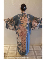 Boho Robe, Kimono Robe, Love in the Mist in Navy - Wild Rose Boho