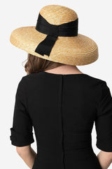 Boho Hat, Straw Hat, Floppy Vintage Hat, Linda White BLack Bow - Wild Rose Boho