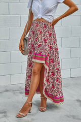 Boho Skirt, Asymmetric Maxi Skirt, Indian Blue Floral - Wild Rose Boho