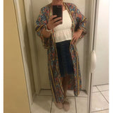 Boho Robe, Kimono Robe, Flower in Blue - Wild Rose Boho