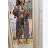 Boho Robe, Kimono Robe, Flower in Blue - Wild Rose Boho