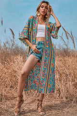 Boho Robe, Kimono Robe, Flower in Blue - Wild Rose Boho