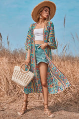 Boho Robe, Kimono Robe, Flower in Blue - Wild Rose Boho