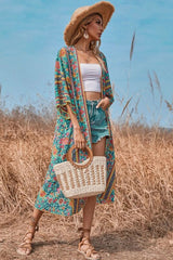 Boho Robe, Kimono Robe, Flower in Blue - Wild Rose Boho