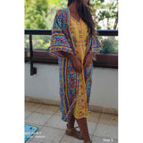 Boho Robe, Kimono Robe, Flower in Blue - Wild Rose Boho