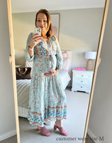 Boho Maxi Dress, Gown, Vacation in  River Blue
