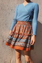 Boho Skirt, Mini Skirt, Yellow Tiger - Wild Rose Boho