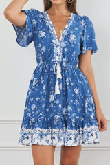 Mini Dress, Boho Dress, Sundress, Vacation in Blue Sea - Wild Rose Boho