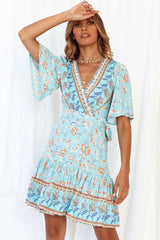 Mini Dress, Boho Dress, Sundress, Vacation in River Blue - Wild Rose Boho