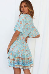 Mini Dress, Boho Dress, Sundress, Vacation in River Blue - Wild Rose Boho