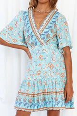 Mini Dress, Boho Dress, Sundress, Vacation in River Blue - Wild Rose Boho