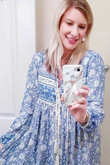 Mini Dress, Boho Dress, Wild Flower Blue Sky - Wild Rose Boho