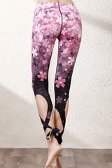 Boho Yoga Legging, Printed Tight, Pink Sakura - Wild Rose Boho