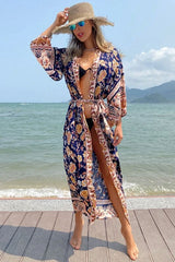 Boho Robe, Kimono Robe, Carina Rose Midnight Black - Wild Rose Boho