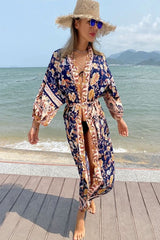 Boho Robe, Kimono Robe, Carina Rose Midnight Black - Wild Rose Boho