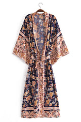 Boho Robe, Kimono Robe, Carina Rose Midnight Black - Wild Rose Boho