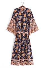 Boho Robe, Kimono Robe, Carina Rose Midnight Black - Wild Rose Boho