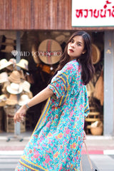 Boho Robe, Kimono Robe, Flower in Blue - Wild Rose Boho