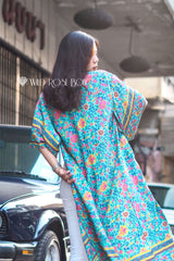 Boho Robe, Kimono Robe, Flower in Blue - Wild Rose Boho