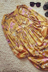 Boho Dress, Gown, Flower Garden in Pink, Blue and Yellow - Wild Rose Boho