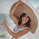 Boho Hat, Sun Hat, Beach Hat, Extra Large Wide Brim, Straw Hat, Black, White, Blue, Navy and more 19 colors (Soft, 25 cm)