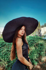 Boho Hat, Sun Hat, Beach Hat, Extra Large Wide Brim, Straw Hat, Black, White, Blue, Navy and more 19 colors (Soft, 25 cm)
