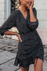 Mini Dress, Boho Dress, Vintage Dress, Sparking Party Black and Silver - Wild Rose Boho