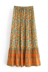 Boho Skirt, Maxi Skirt, Calla in Orange - Wild Rose Boho