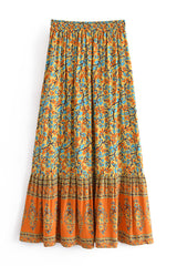 Boho Skirt, Maxi Skirt, Calla in Orange - Wild Rose Boho