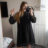 Boho Mini Dress Tunic Dress, Willow in Black