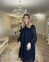 Boho Mini Dress Tunic Dress, Willow in Black