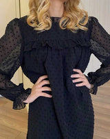 Boho Mini Dress Tunic Dress, Willow in Black