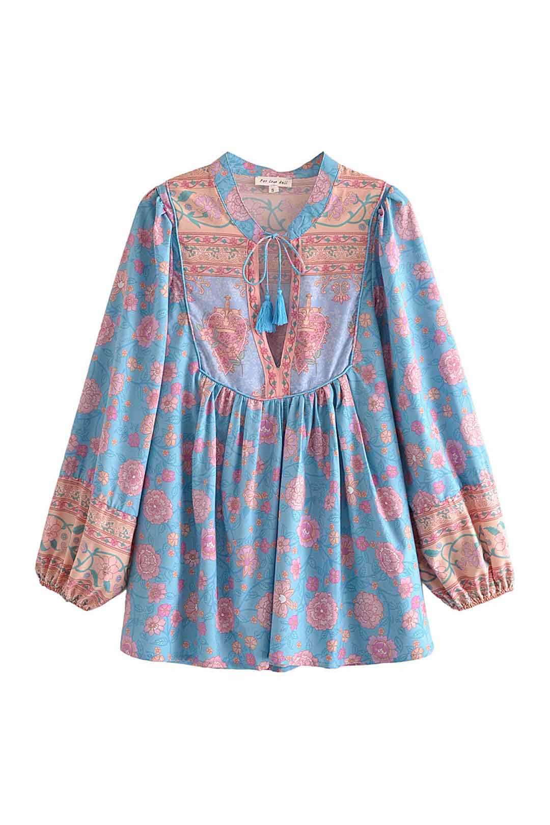 Boho Dress Top Long Sleeve Floral Cotton Casual Summer Ethnic Gypsy Hippie  Bohemian Loose Women Romantic Casual (Color : Light Blue, Size :  XL/X-Large) : : Clothing, Shoes & Accessories