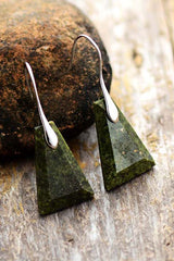 Boho Earrings, Dangle Earrings, Blue and Green Trapezoid - Wild Rose Boho