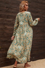 Boho Dress, Gown, Green and Copper Anna Vintage Rose - Wild Rose Boho