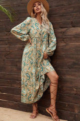 Boho Dress, Gown, Green and Copper Anna Vintage Rose - Wild Rose Boho