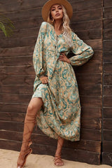 Boho Dress, Gown, Green and Copper Anna Vintage Rose - Wild Rose Boho