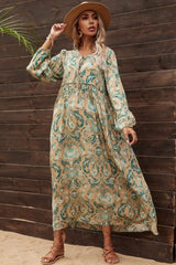 Boho Dress, Gown, Green and Copper Anna Vintage Rose - Wild Rose Boho