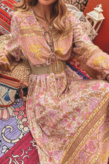Boho Dress, Gown, Camila Indian Flower Pink - Wild Rose Boho
