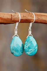 Boho Earrings, Dangle Earrings, Blue Faceted Amazonite - Wild Rose Boho