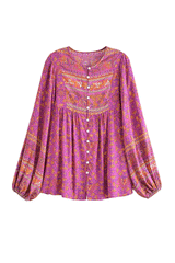 Boho Tops for Women, Boho Top for Women, Boho Blouse, Maryam in Orange, Green and Pink