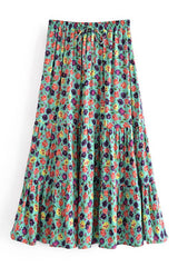 Boho Skirt, Midi Skirt, Camila Flower in Green - Wild Rose Boho