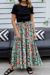 Boho Skirt, Hippie Skirts, Midi Skirt, Camila Flower in Green