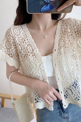 Boho Blouse, Vintage Crochet Blouse, Lisa White and Apricot - Wild Rose Boho