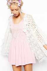 Boho Cardigan,Vinatge Crochet Cardigan Blouse, Marry White and Apricot - Wild Rose Boho