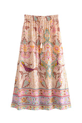 Boho Skirt, Hippie Skirts, Maxi Skirt, Heart Chakra in Pink