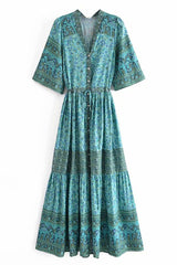 Maxi Dress, Boho Dress, Gown, Adrienne Oasis and Desert - Wild Rose Boho